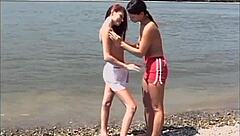 Lesbian College Coeds Strap On Dildos Outdoors