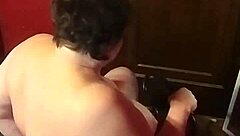 big ass milf rides dildo on chair to intense orgasm with toys