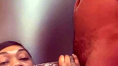 Pretty Ebony Babe Sucks Shoe Plugg With Sloppy Gagging And Deepthroat Action