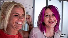 Fit blonde tattooed babes lick and fuck in passionate creampie 4some