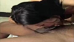 sexy mature walks in room then slam rides black cock student then slides it down her slim busty boobs as neighbors make noise