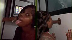 Raw Gloryhole Sucking Strangers' Big Black Cocks with Sloppy Deepthroat and Facial Cum