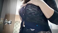 Horny Asian Woman Touching Natural Big Tits In Close Up Solo