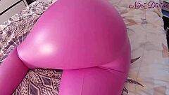 Hey, is this thong too tight on my big round natural ass in pink leggings?