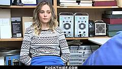 Brat shoplifter resists apprehension by loss prevention officer with hardcore pounding!