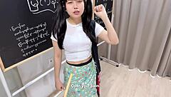 i feel so horny as cute asian girl with juicy big ass tries anal in uniform at home