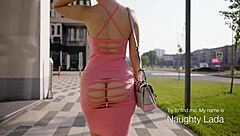 I felt so naughty cutting my dress to flash upskirt outdoors, showing my tits and nude body in public excitement
