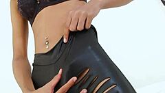 What if slim shemale Modnoy contrasts solo handjob with intense anal dildo play in petite style?