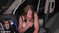 After the concert, the milf flaunted her big nipples and boobs