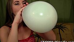 b2p balloon girl with big tits pops and plays