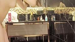 Dry Hair After Bathing of Japanese Slender Beauty in Softcore Scene