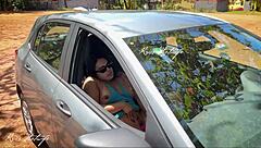 Brazilian Wife Masturbates with Dildo and Cums Hard in Public Beach Parking