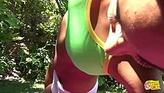 Sensual Yoga Lesson Leads To Brunette Lesbians Stripping For Steamy Outdoor Scissoring And Face Sitting