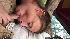 Amateur slut eagerly sucking hard cock deeply