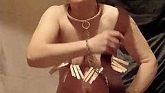 French Slave In Bondage Endures Dirty Talk Spanking And Pissing With Clamps Outdoors In Homemade Bdsm