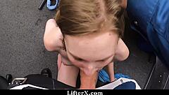 Cute Thief Claire Roos Caught Stealing and Punished by Big Cock in Garage Domination