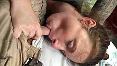 Amateur slut eagerly sucking hard cock deeply