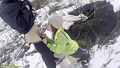 I Feel So Aroused As My Girlfriend Rides Me Deep In Snowy Outdoor Passion