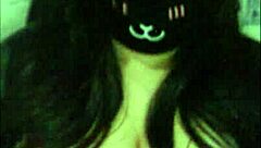 Whoa, this goth girl is flashing her big tits on webcam 😈