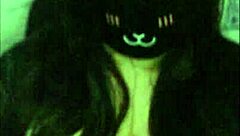 Whoa, this goth girl is flashing her big tits on webcam 😈