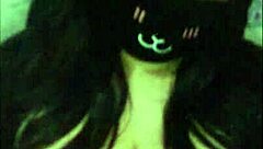 Whoa, this goth girl is flashing her big tits on webcam 😈