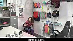 Intensely pounding teen shoplifter Tristan Summers in the office after catching her stealing.