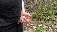 Curvy Amateur With Big Belly Plays Solo In Forest, Flashing Fat Ass And Masturbating Close-Up Outdoors.