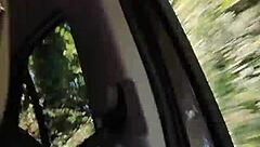 Hey, check out my naughty housewife flashing her tits in this homemade car selfie!