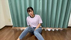 Japanese Brunette Amateur Girl in Smelly Jeans Masturbates Until Room Gets Even Stinkier