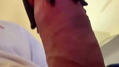 He does casual exercises to work out his big cock solo.