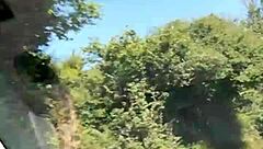 Hey, check out my naughty housewife flashing her tits in this homemade car selfie!