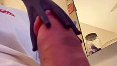 He does casual exercises to work out his big cock solo.