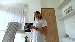 Nurse offers wild squirting cure for boner with intense pov sex and cumshot