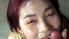 Oh wow, look at this cum all over my cute face... wanna see me rub it in?