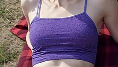 Model in Panties and Underwear Poses Barefoot