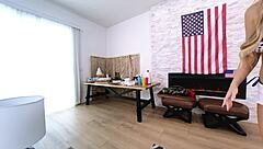 Blonde Beauty Blake Blossom Rides in Missionary and Cowgirl on Labor Day