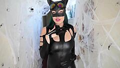 Dominant Catwoman milf in cosplay costume teases and milks cock in solo softcore roleplay session.