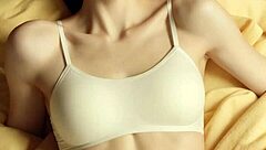 Model in Panties and Underwear Poses Barefoot