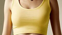 Model in Panties and Underwear Poses Barefoot