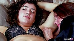 Lesbian Mature Friends With Hairy Armpits And Pussy Strap-On Fuck Before Shower Finish