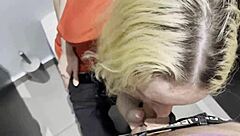 Rough risky pounding with skinny girl in public toilet for cash - half off full clip