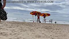 what are you doing people are watching us blowjob and handjob on the beach