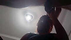 Boldly handling that monster cock from the young guy until he cums early