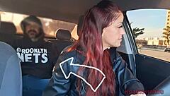 Safada driver catches passenger masturbating in car with public handjob action