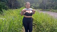Big Boob Latina Flashes Tits And Ass Outdoors