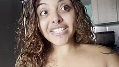 Taking coffee naked with big breasts chatting to the camera 😍🍵