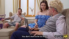 Why Does Little 18+ Russian Slut Funky Town Get Roughly Fucked On Couch Before Husband