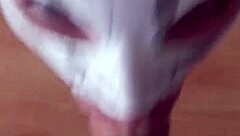 oh man, my tight zentai suit sex doll vilja is gagging hard on my cock like a real submissive doll