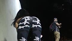 Brazilian Milf's Fiery Pussy Exhibition in Tunnel for Drivers – Sexy Big Ass Voyeur Action