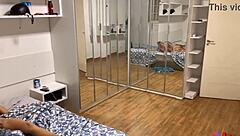 hey, i was spying on this blonde taking a shower and changing clothes until she caught me watching, and then things got wild with her small cock humiliation.